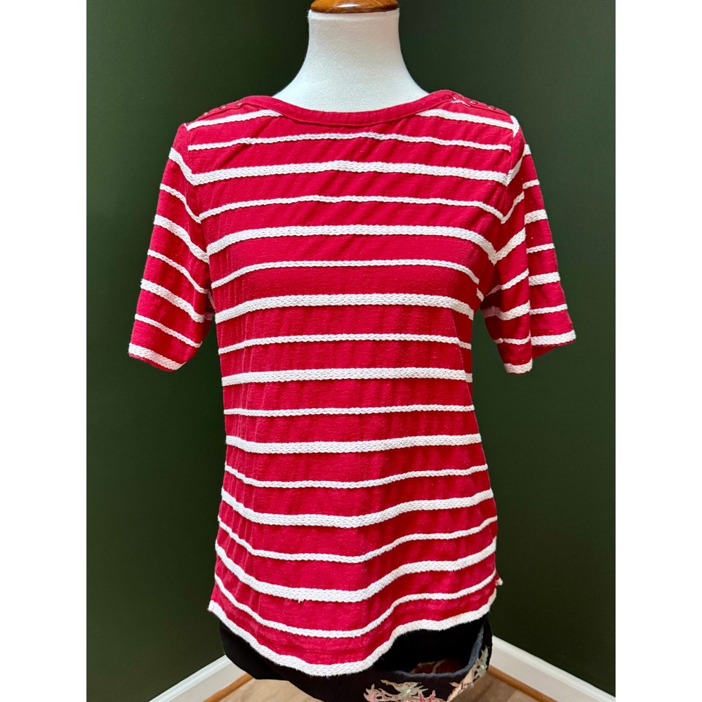 Croft & Barrow Striped Short Sleeve Top Women's Size PL